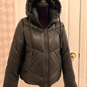 Black Vegan Leather Women’s WARM Coat Jacket
